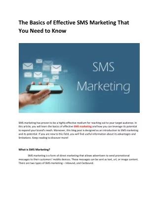 the basics of effective sms marketing that