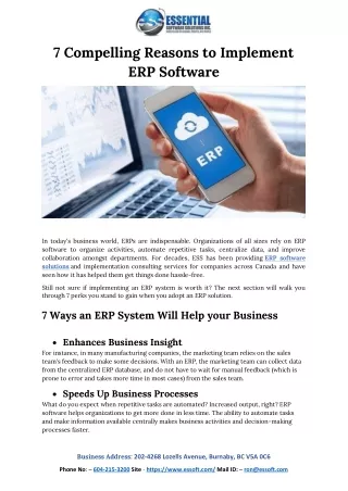 7 compelling reasons to implement erp software
