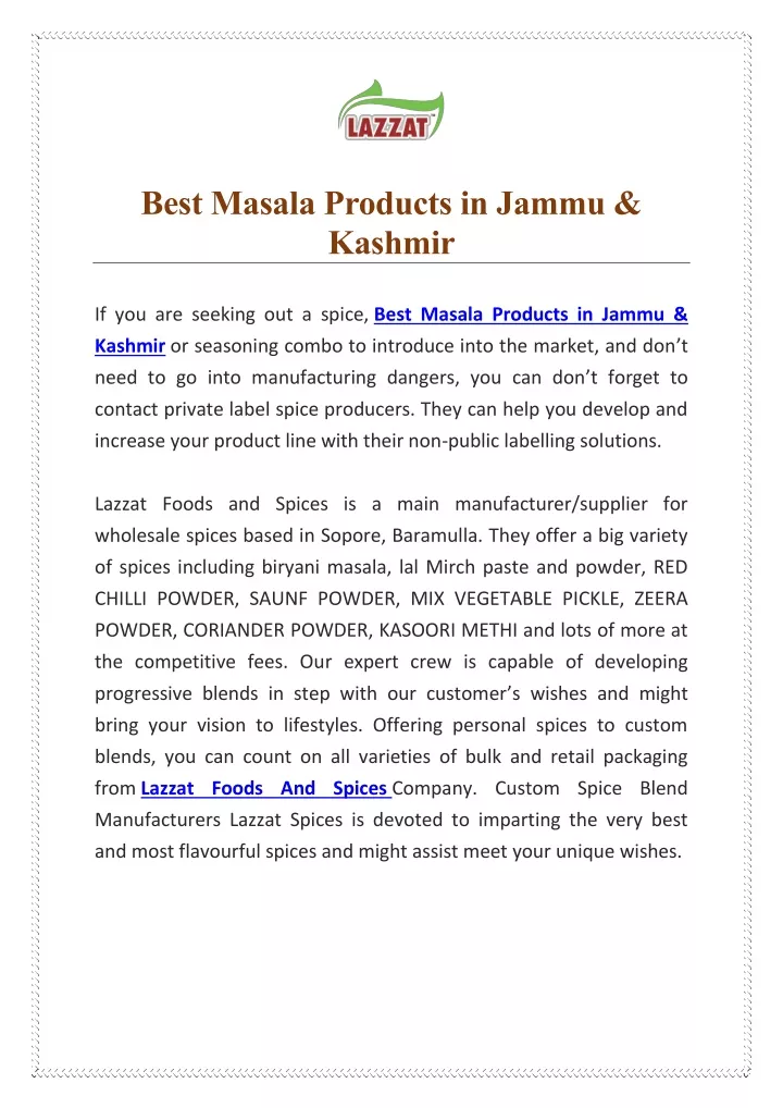 best masala products in jammu kashmir