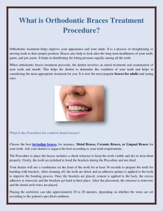What is Orthodontic Braces Treatment Procedure?
