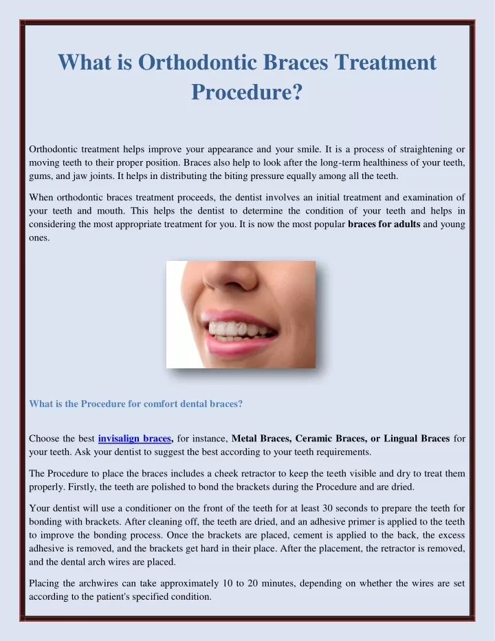 what is orthodontic braces treatment procedure