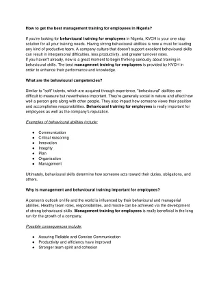 Best Corporate Training in Nigeria by KVCH
