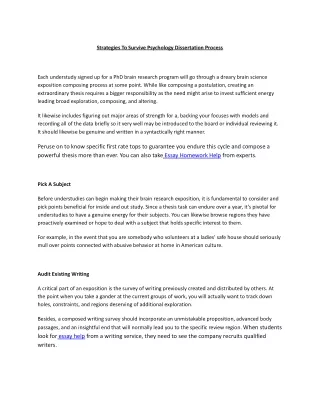 strategies to survive psychology dissertation