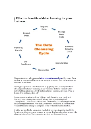 5 Effective benefits of data cleansing for your business