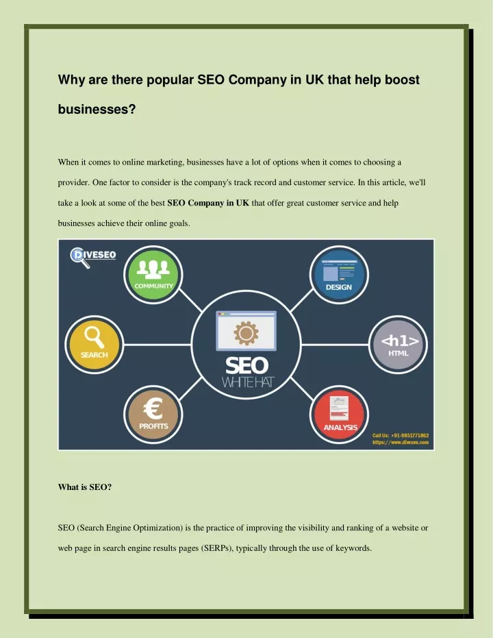 why are there popular seo company in uk that help