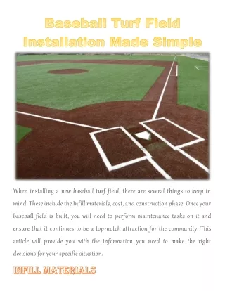 when installing a new baseball turf field there