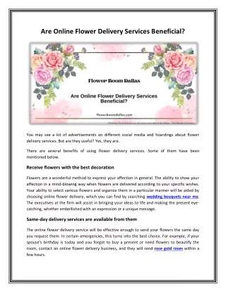 Are online flower delivery services beneficial