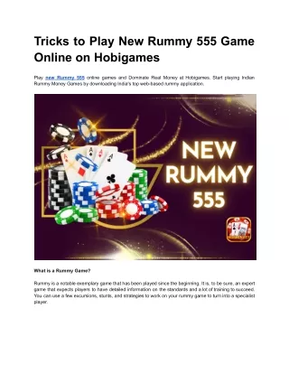 Tricks to Play the New Rummy 555 Game Online on Hobigames