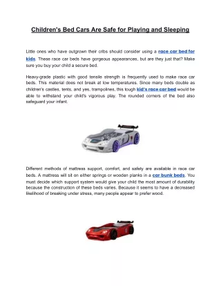 Children's Bed Cars Are Safe for Playing and Sleeping