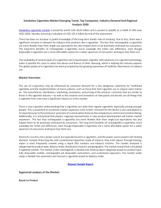 smokeless cigarettes market emerging trend
