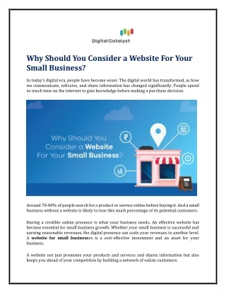 Why Should You Consider a Website For Your Small Business