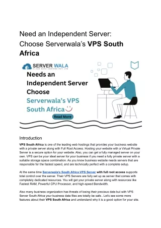 need an independent server choose serverwala