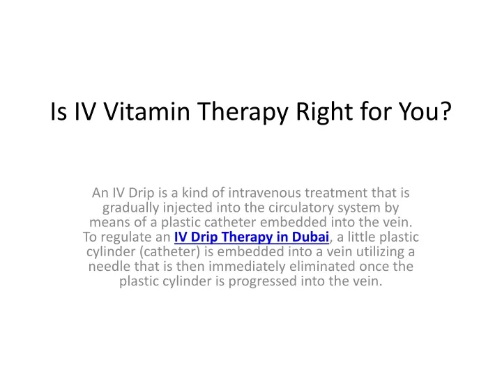 is iv vitamin therapy right for you