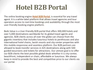 Hotel B2B Portal