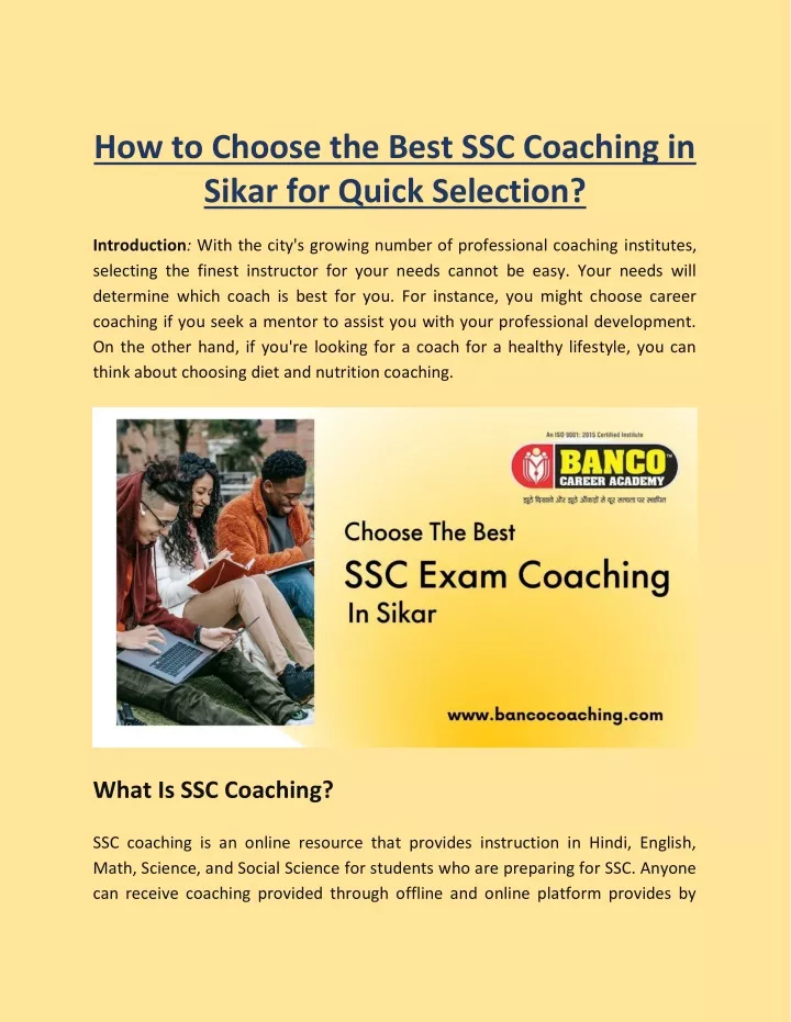 how to choose the best ssc coaching in sikar