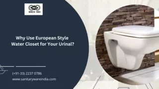 Why Use European Style Water Closet for Your Urinal