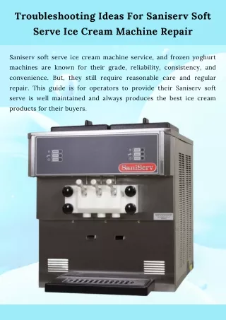 troubleshooting ideas for saniserv soft serve
