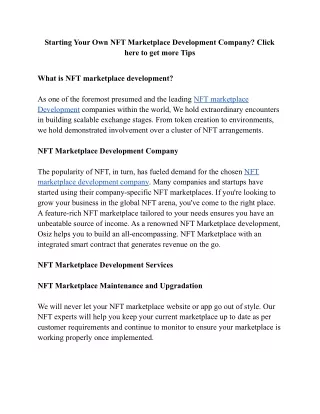 starting your own nft marketplace development