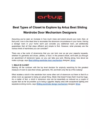 Best Types of Closet to Explore by Artuz Best Sliding Wardrobe Door Mechanism Designers