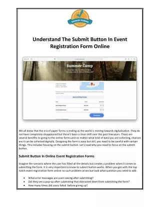 Understand The Submit Button In Event Registration Form Online