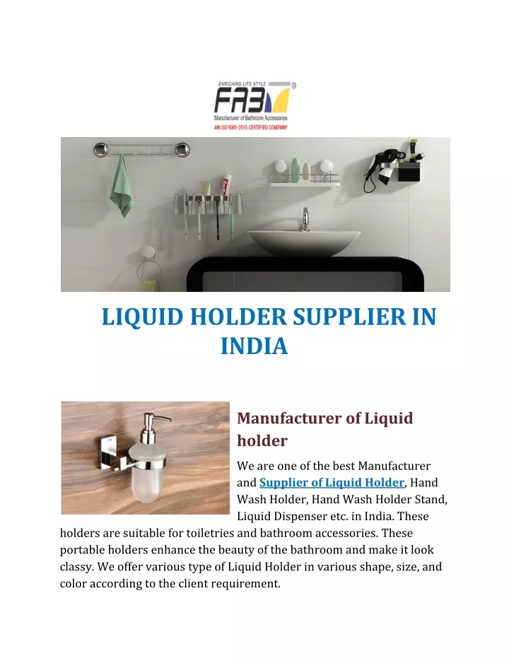 liquid holder supplier in india