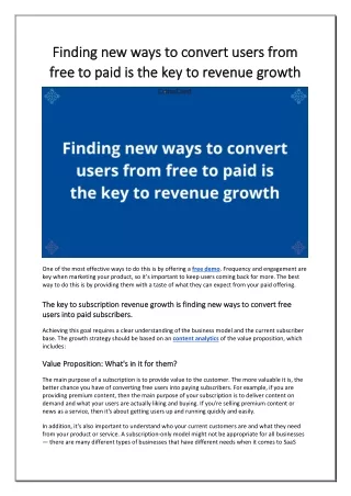 Finding new ways to convert users from free to paid is the key to revenue growth