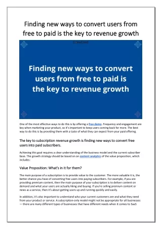 finding new ways to convert users from finding