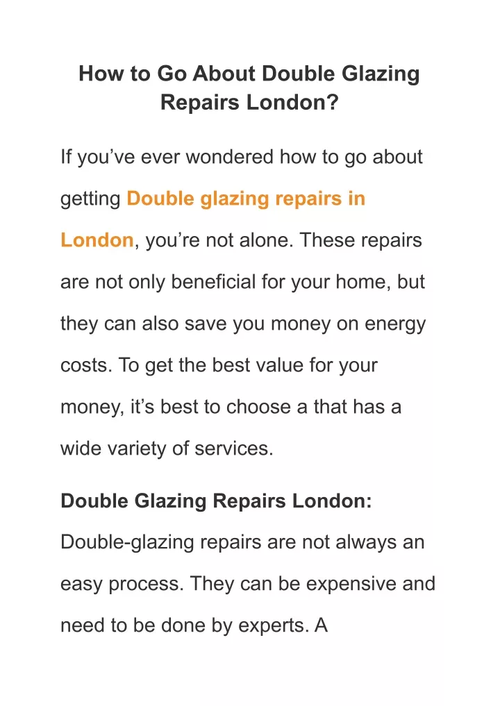 how to go about double glazing repairs london