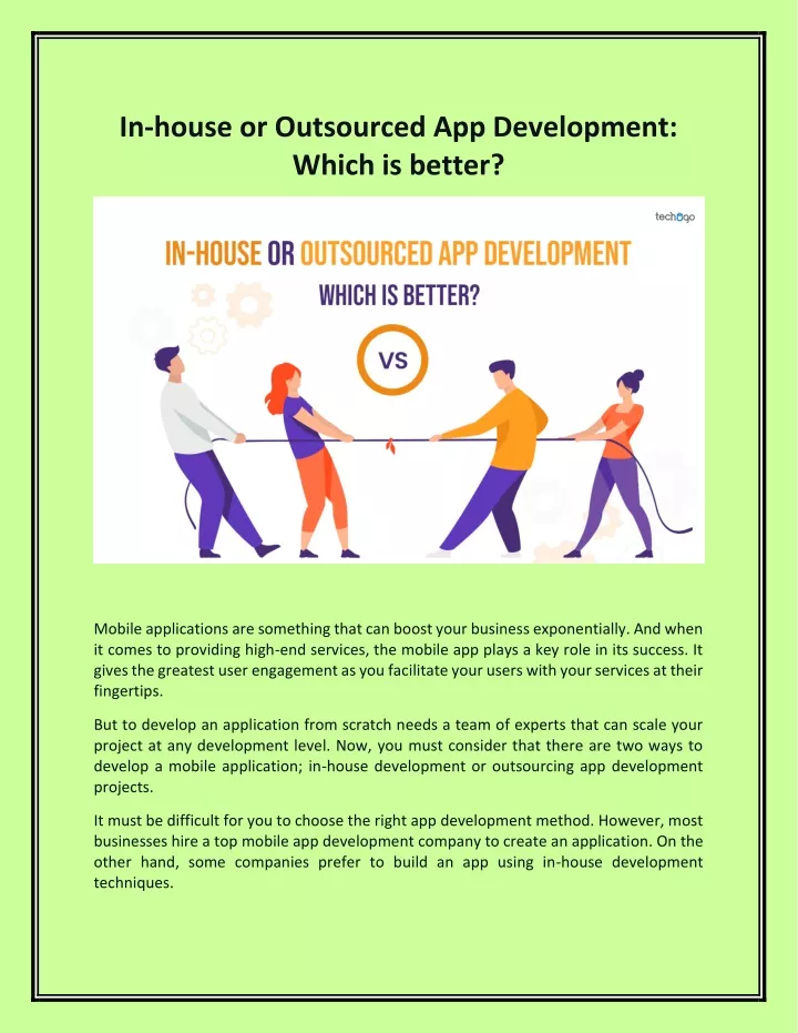 in house or outsourced app development which