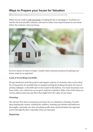 Ways to Prepare your house for Valuation