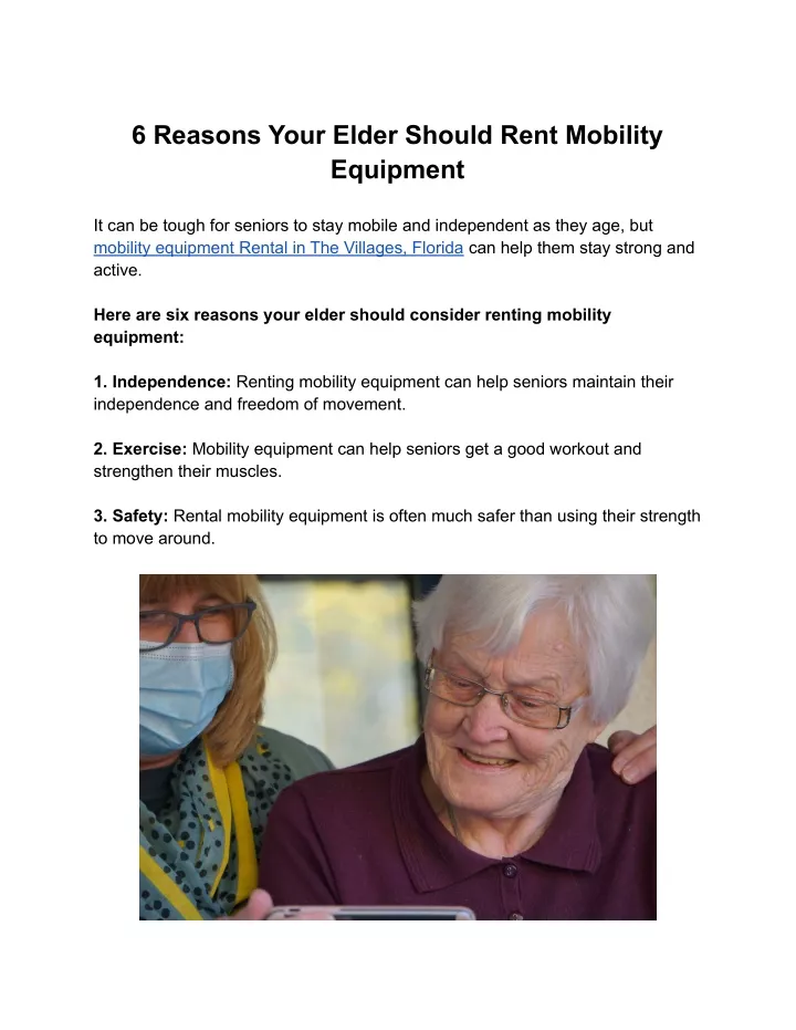 6 reasons your elder should rent mobility