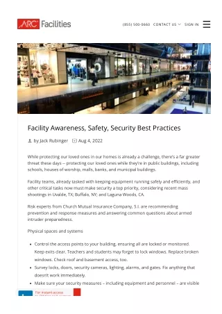 Facility Awareness, Safety, Security Best Practices