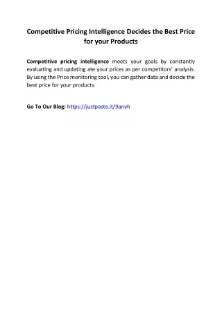 competitive pricing intelligence decides the best