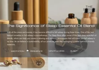 The Significance of Sleep Essential Oil Blend