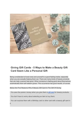 Giving Gift Cards - 5 Ways to Make a Beauty Gift Card Seem Like a Personal Gift