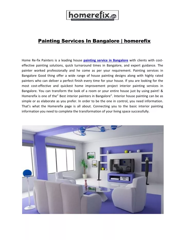 painting services in bangalore homerefix