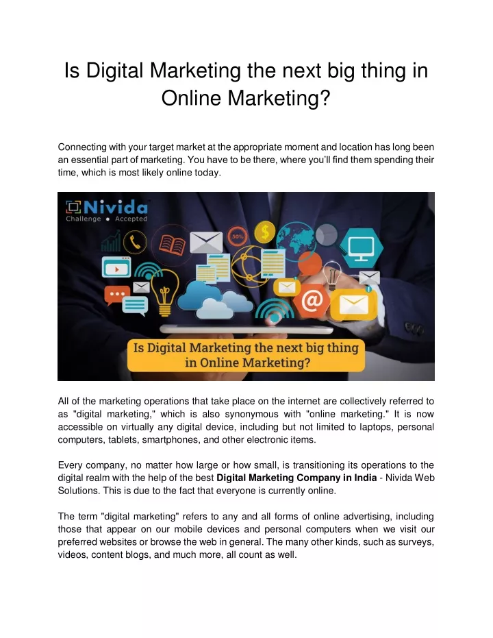 is digital marketing the next big thing in online