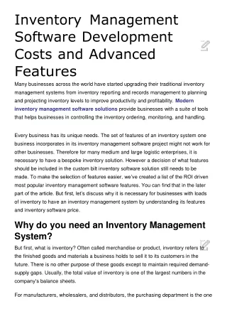 inventory management software development costs