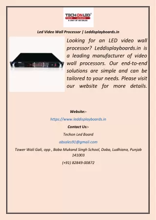 Led Video Wall Processor  Leddisplayboards.in
