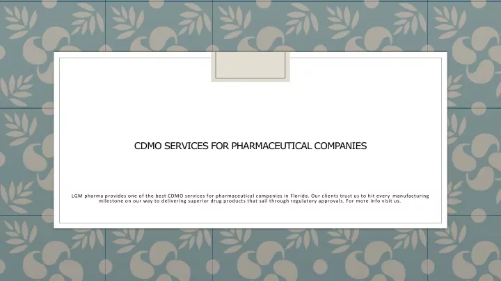 cdmo services for pharmaceutical c ompanies