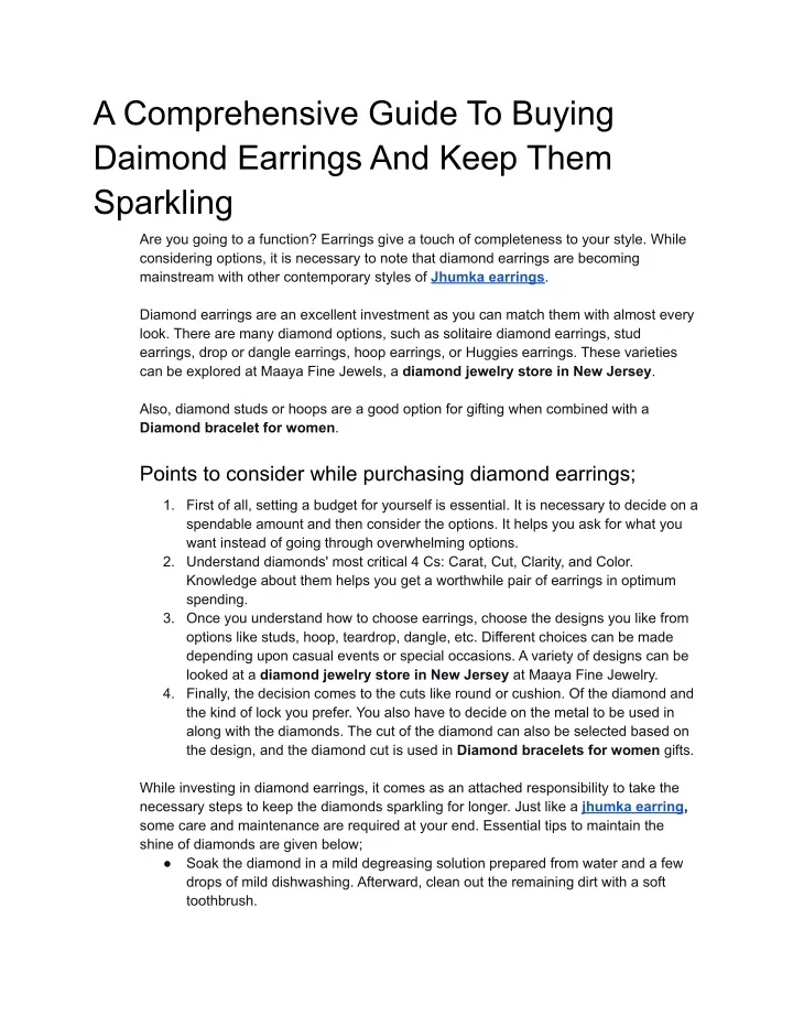 a comprehensive guide to buying daimond earrings