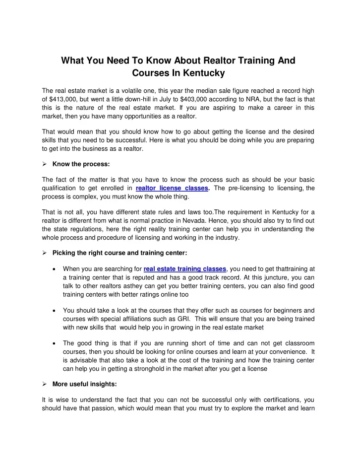 what you need to know about realtor training