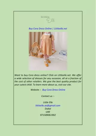 Buy Cora Dress Online Littleelle.net