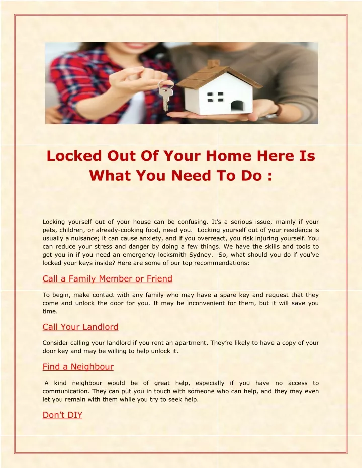 locked out of your home here is what you need