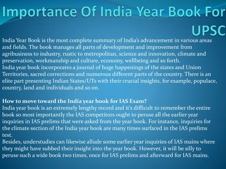 importance of india year book for upsc