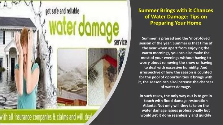 summer brings with it chances of water damage tips on preparing your home