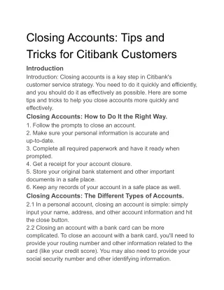 Closing Accounts_ Tips and Tricks for Citibank Customers