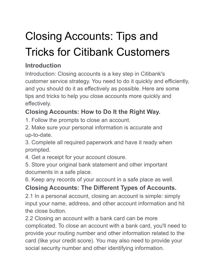 closing accounts tips and tricks for citibank