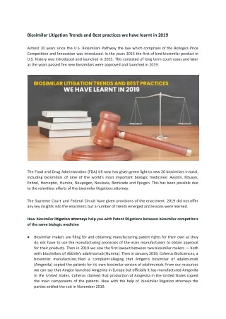 Biosimilar Litigation Trends and Best practices we have learnt in 2019.docx
