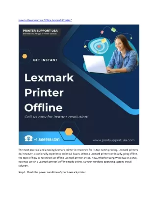 how to reconnect an offline lexmark printer